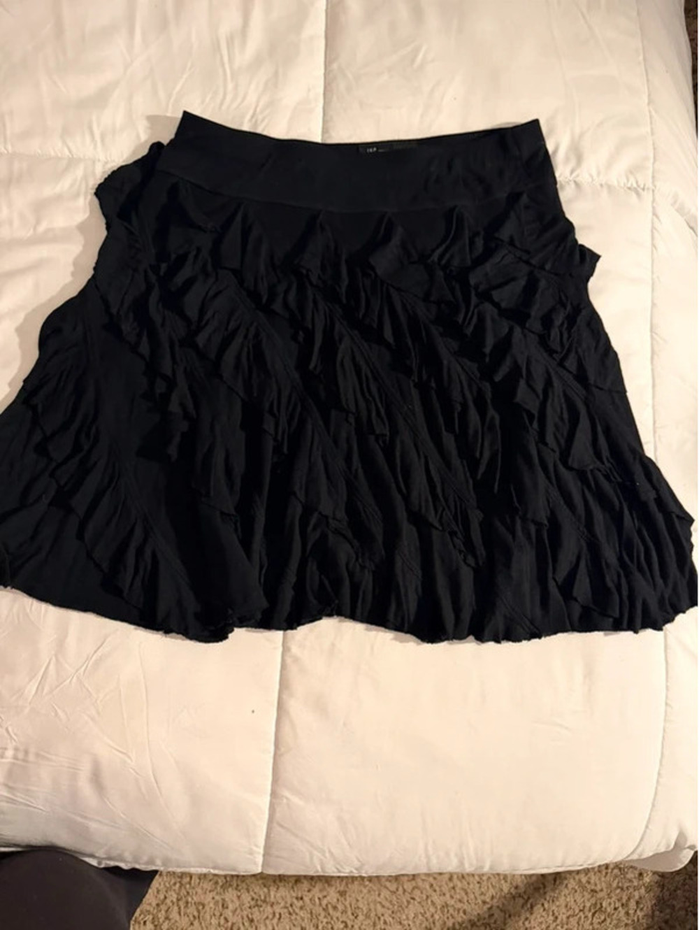 INC International Concepts black ruffled mini skirt